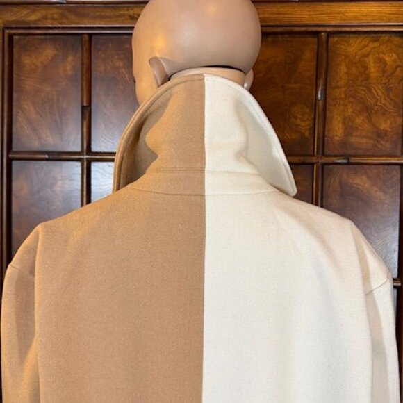Steve Madden Camel Ivory Colorblock Two Button Maxi Coat - Picture 11 of 13